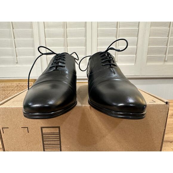 Massimo Matteo Oxford Cap Toe Ball Classic Dress Shoe Black Leather Size 8 NWOB main image 6